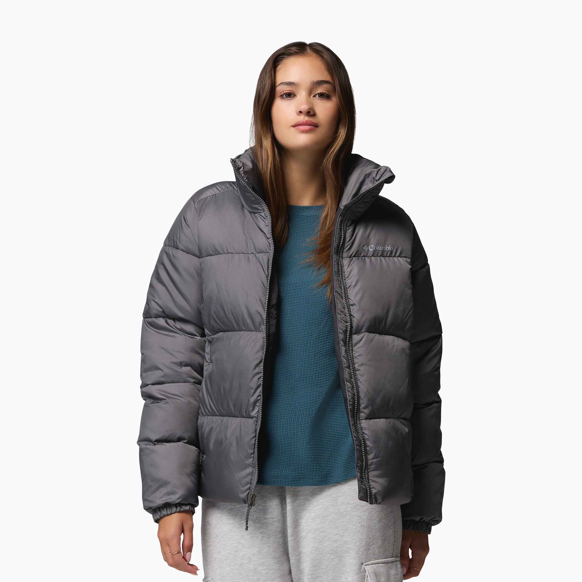 Casaco feminino acolchoado Columbia Puffect II com zíper completo 5/7