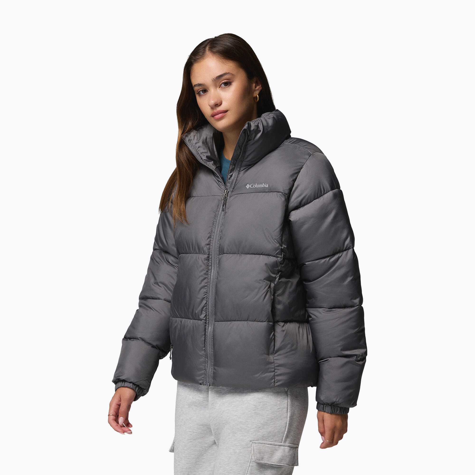 Casaco feminino acolchoado Columbia Puffect II com zíper completo 4/7