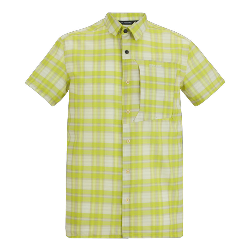 Mens Checked Insect Repellent ShortSleeved Travel Shirt (Dark Tang)