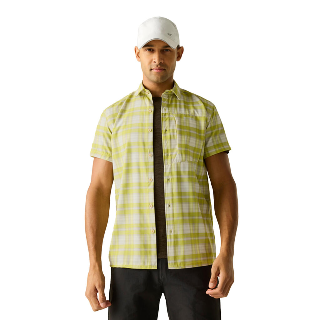 Mens Checked Insect Repellent ShortSleeved Travel Shirt (Dark Tang)