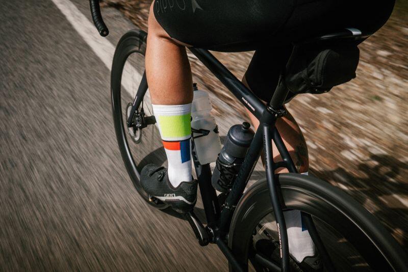 Calcetines de ciclismo azul neón amarillo, paquete de 3 3/5
