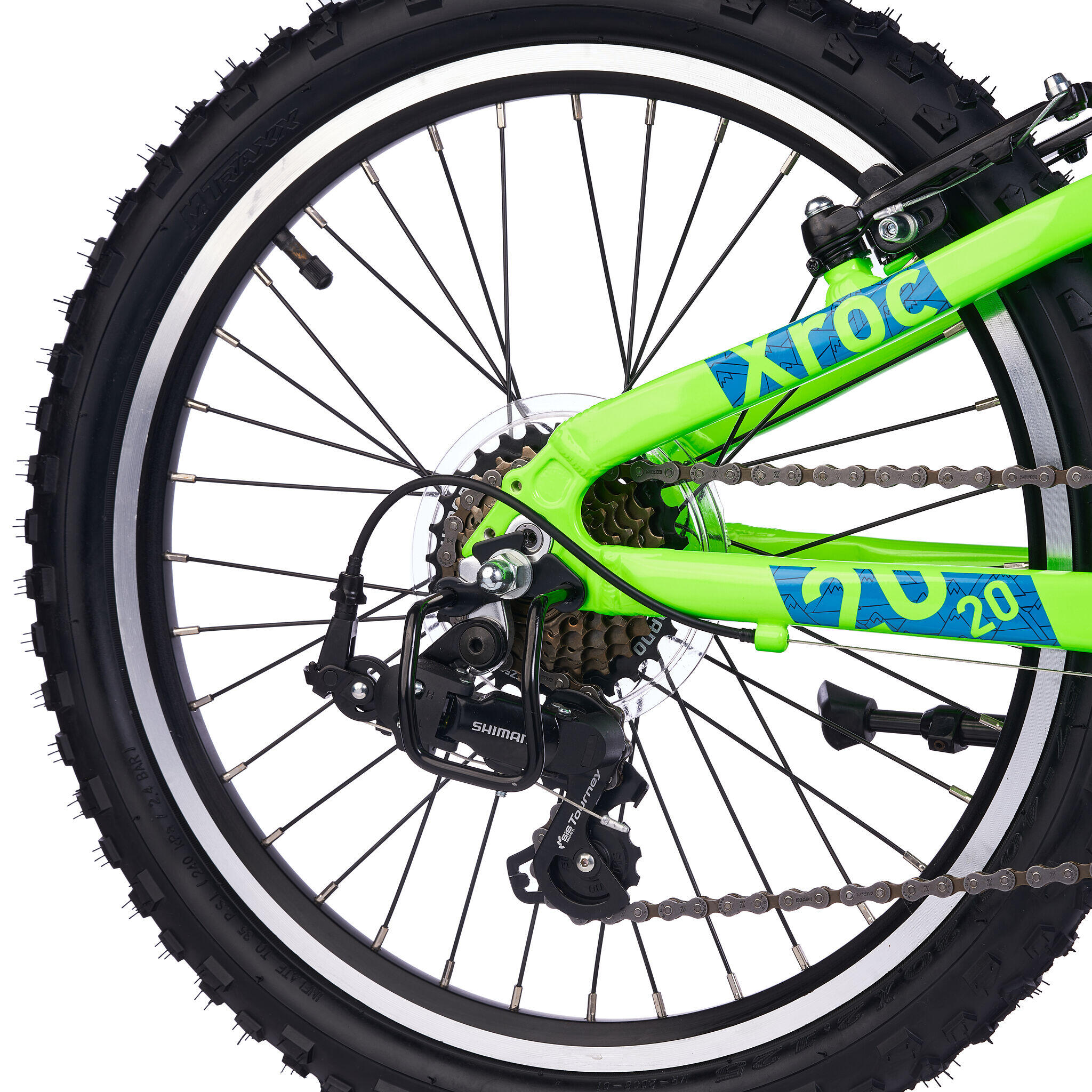Kinderfiets 20/24/26 inch Xroc Pro 7-speed V-brake vanaf 6 jaar Neon Groen/Oceaa 3/7
