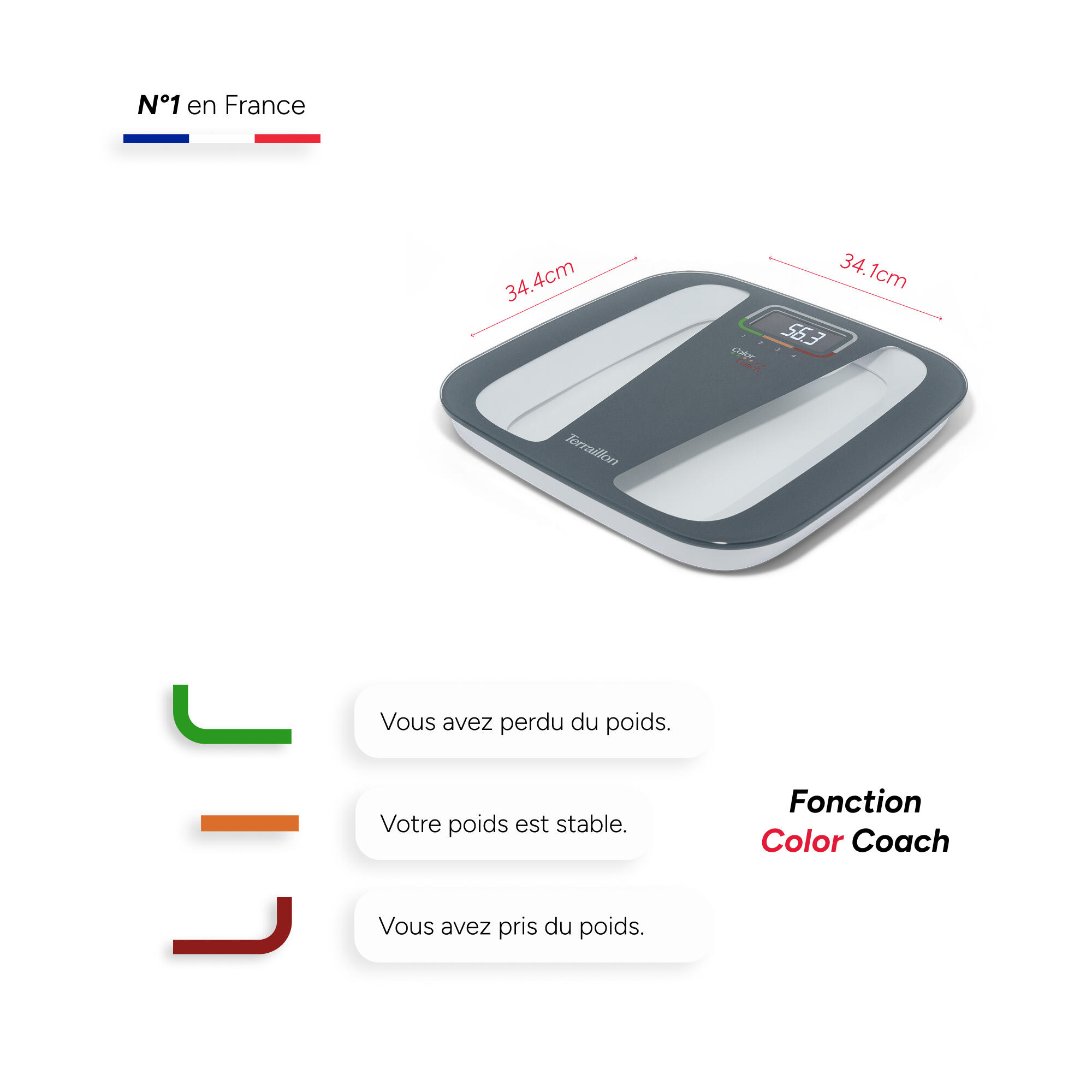 Pèse personne électronique, Indication évolution de poids en couleur. 6/6