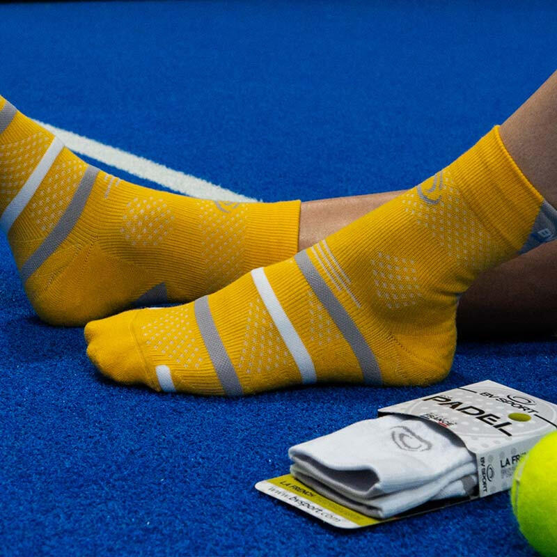 Chaussettes Padel haute Jaune/Gris 3/4