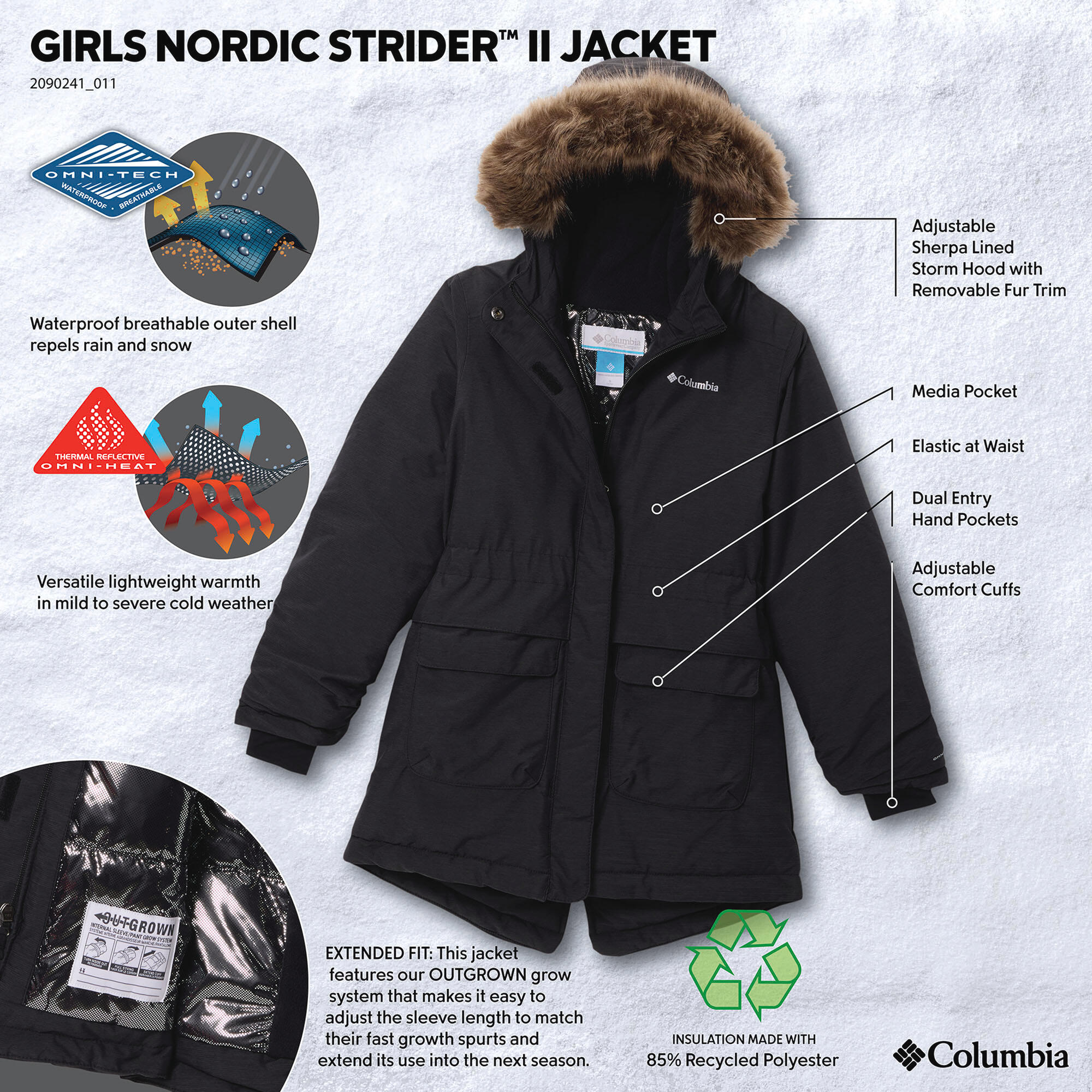 Casaco infantil acolchoado Columbia Nordic Strider II 4/5