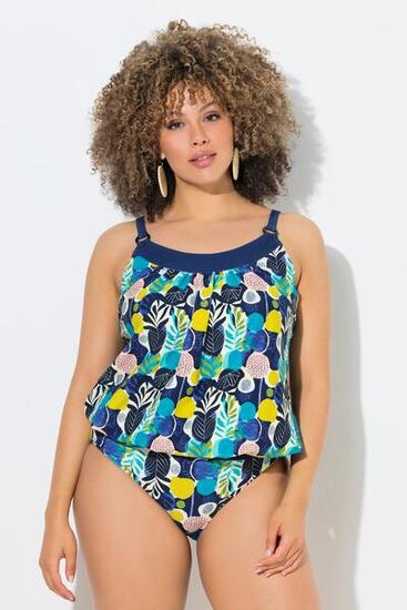 Femme Tankini avec bonnets souples motif feuilles