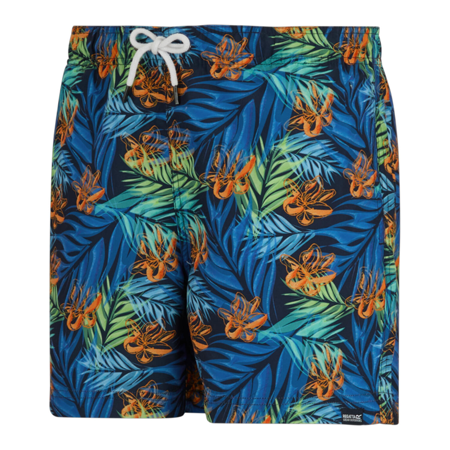 Costume Da Bagno A Pantaloncino Foglie Tropicali Uomo Regatta Loras Blu Navy 3/4