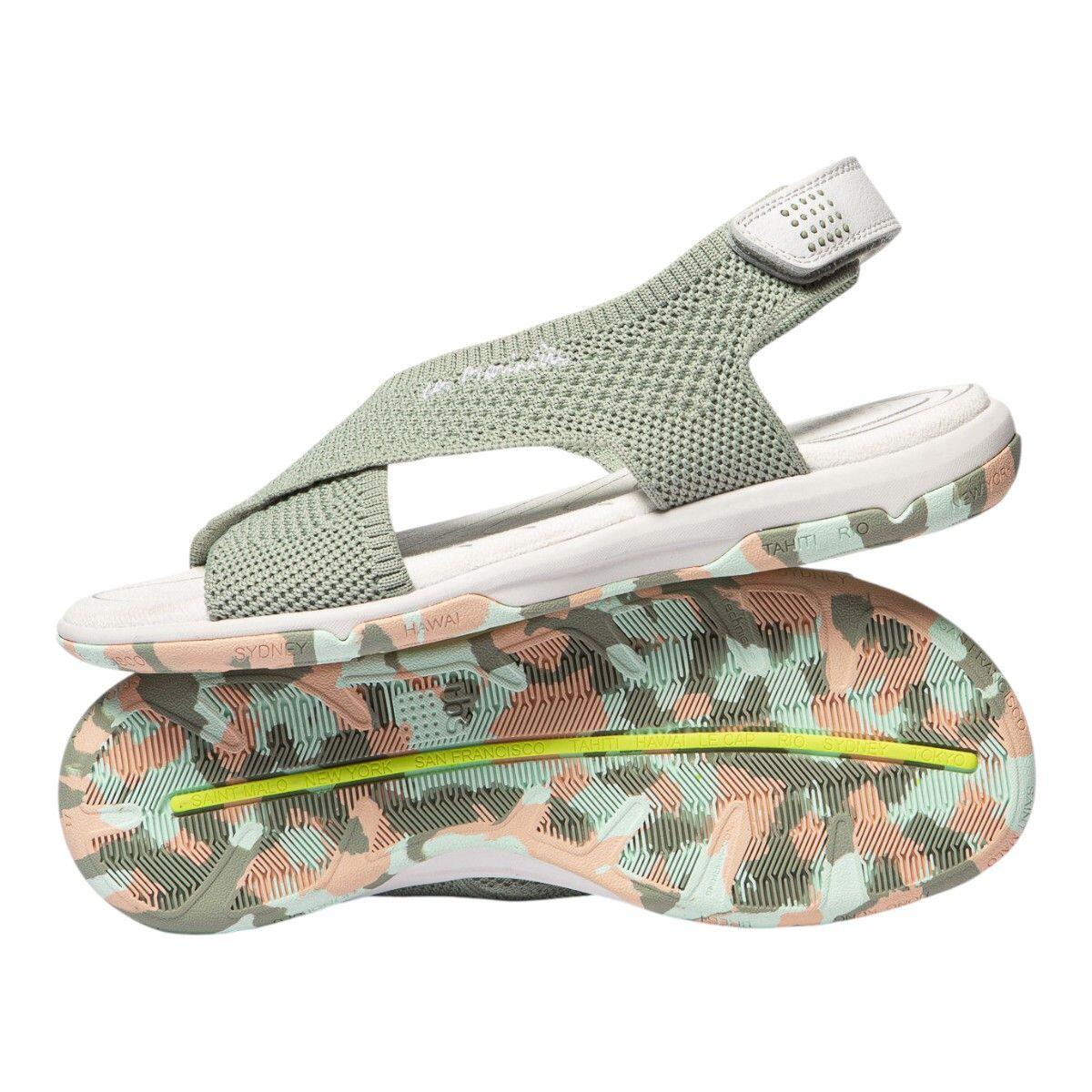 Sandales plates - Loisirs - Femme - Velcro, talon 32 mm - JAZZFIT Vert Camo 2/5