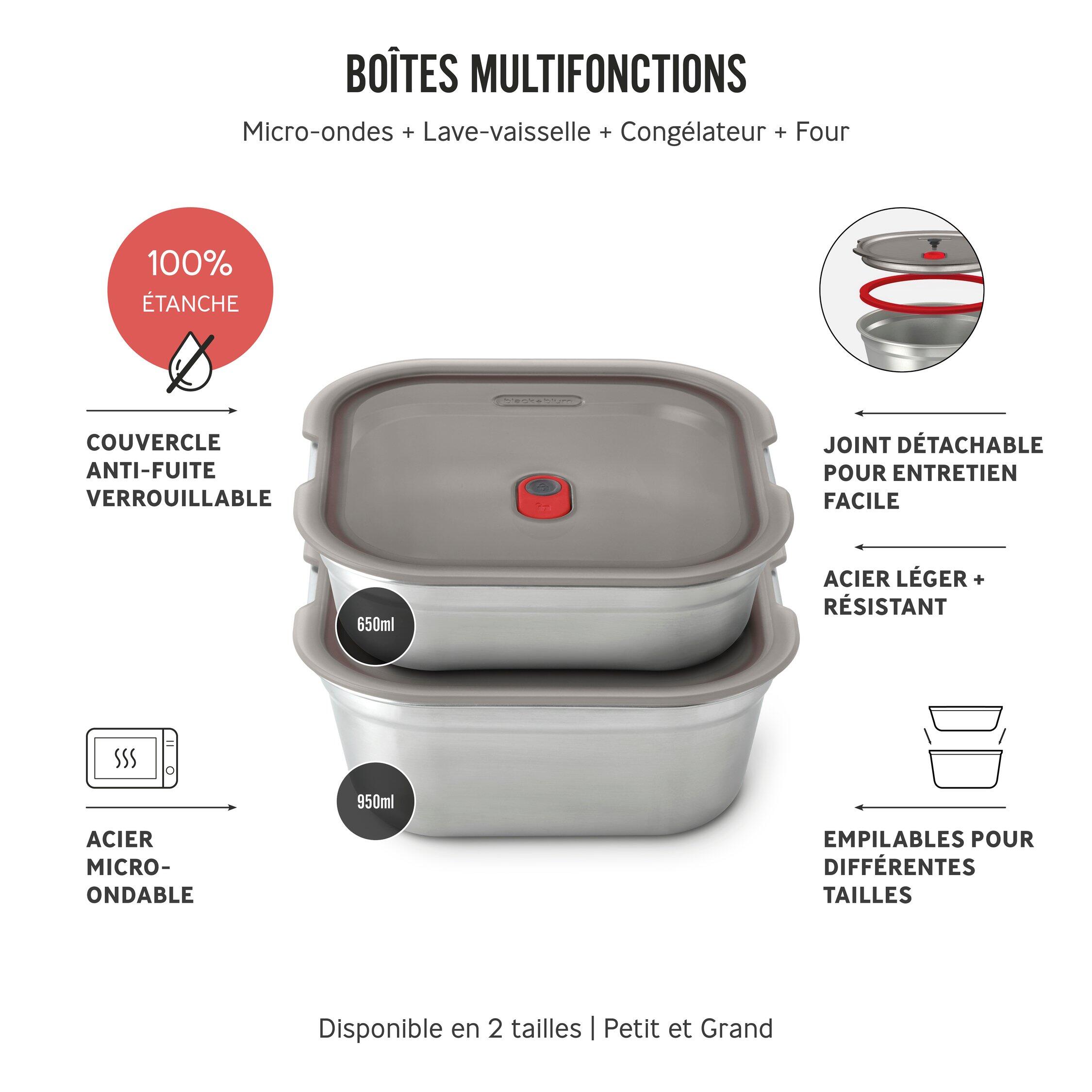 LUNCH BOX MULTIFONCTION CARRÉ PETIT - 1100ML 3/6