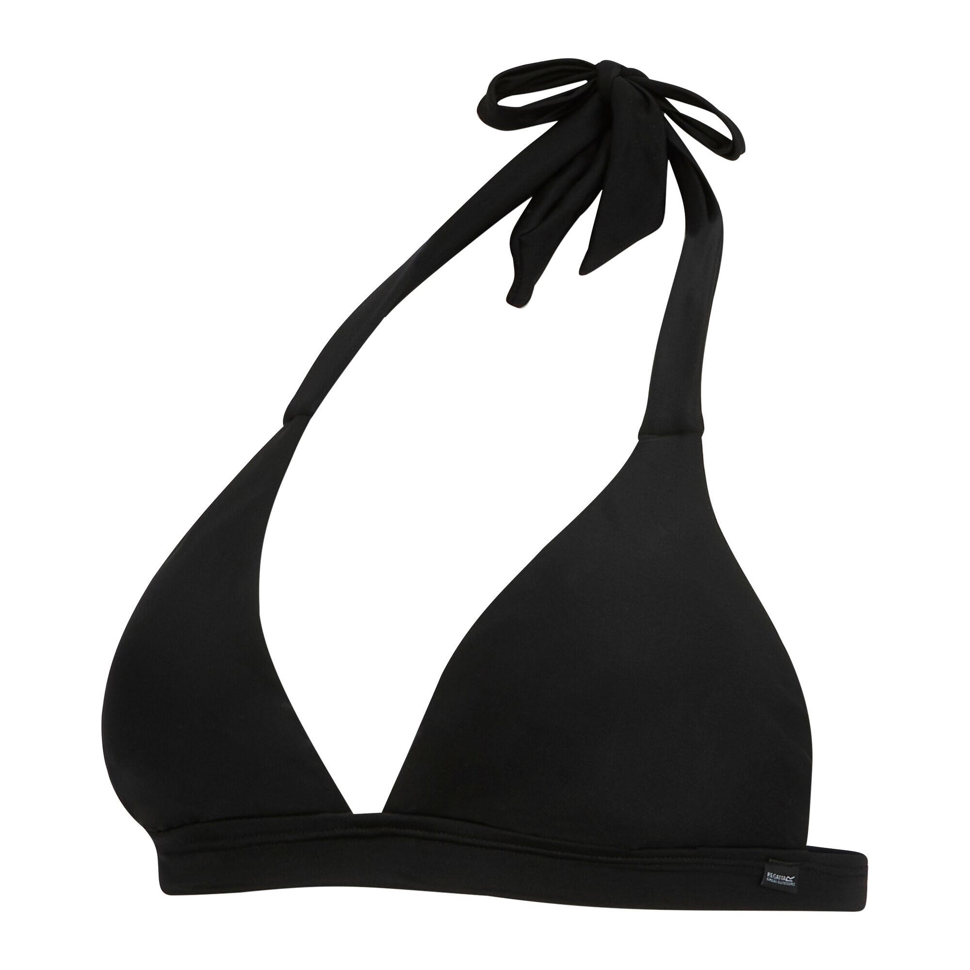 Top de biquíni com decote haltere Lovina para senhora e mulher (Preto) 3/5