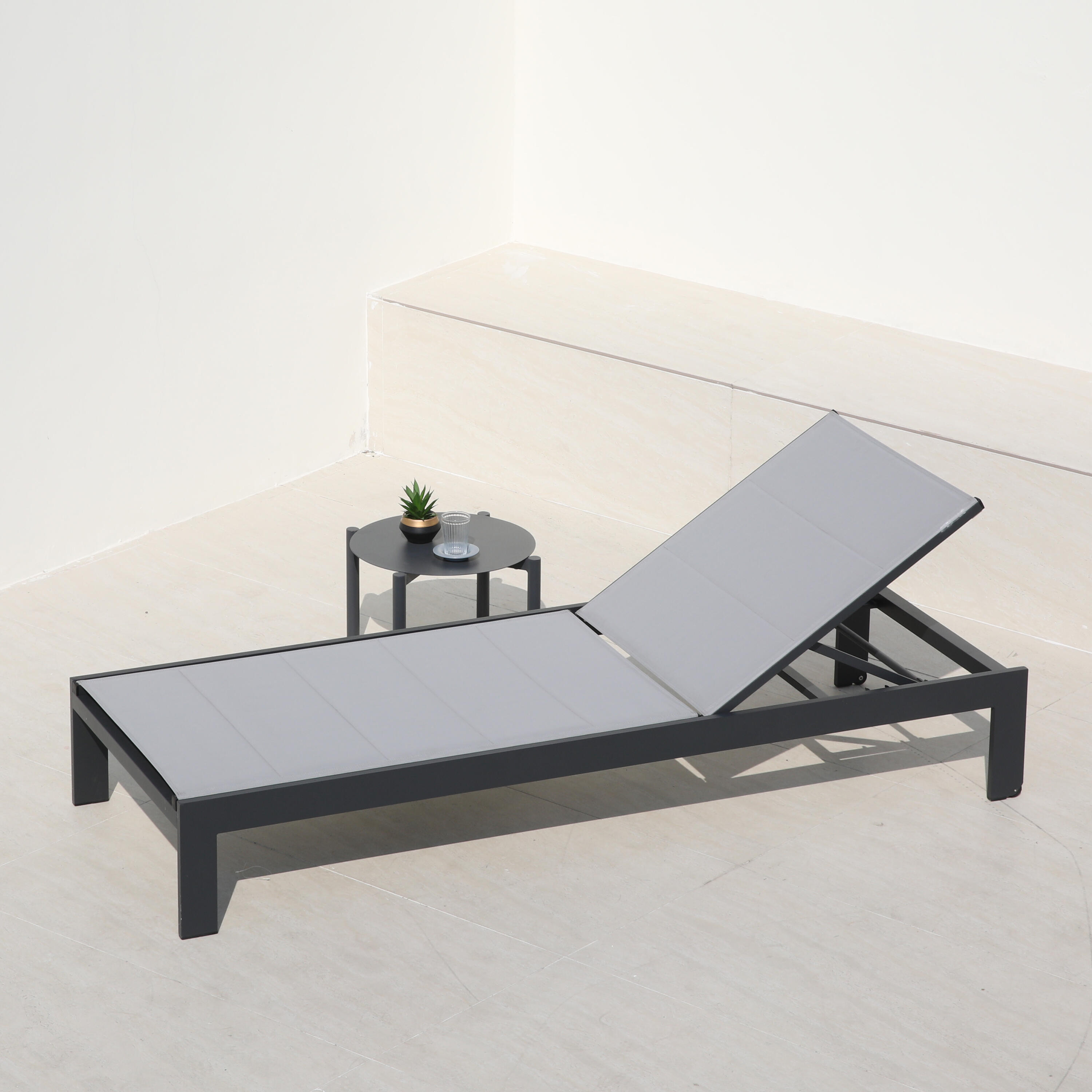 Chaise Longue Réglable en 5 positions - Anthracite / Gris 3/7