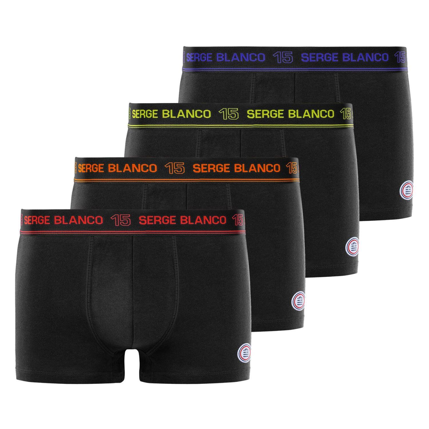 Lot de 4 boxers homme en coton Class uni ceinture colorée 1/5