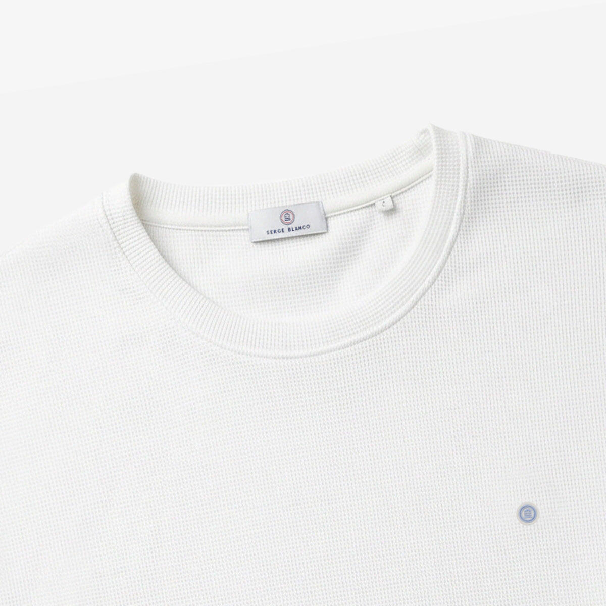 T-shirt girocollo in cotone goffrato Théo bianco 3/4
