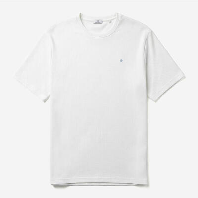 T-shirt met ronde hals van wit théo-katoen met reliëf