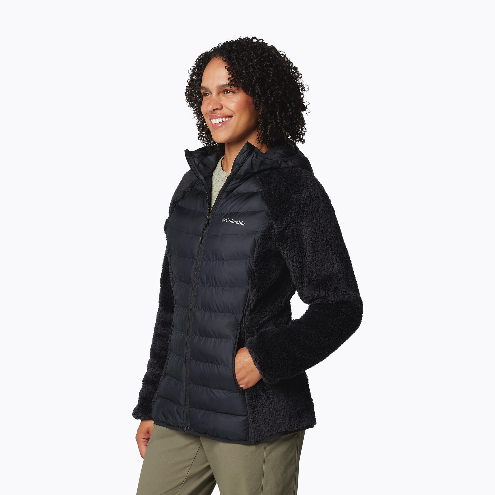 Dames gewatteerde jas Columbia Powder Lite II Sherpa Hybrid 4/7