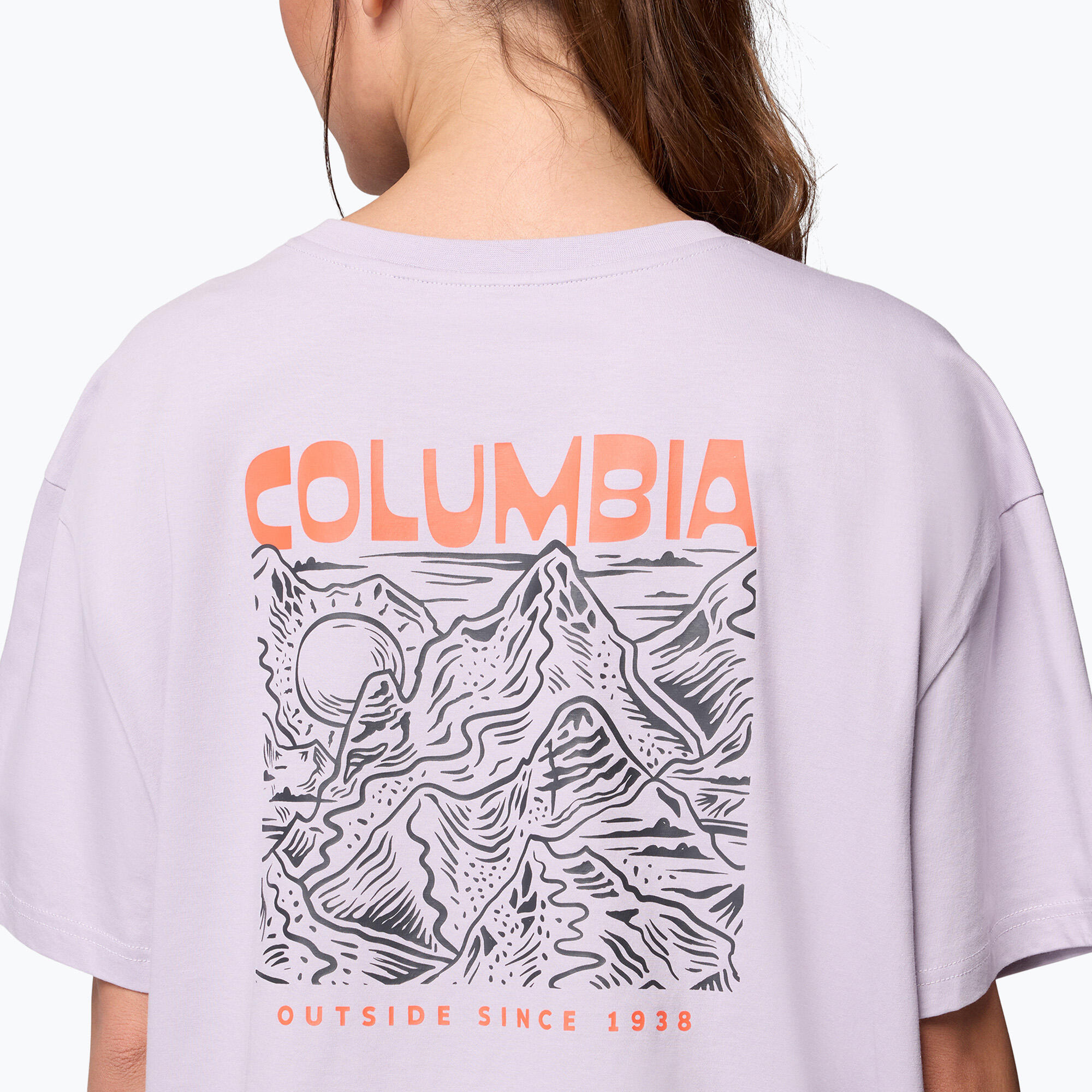 Camiseta de trekking feminina Columbia Rolling Bend Graphic Oversized Tee 6/7