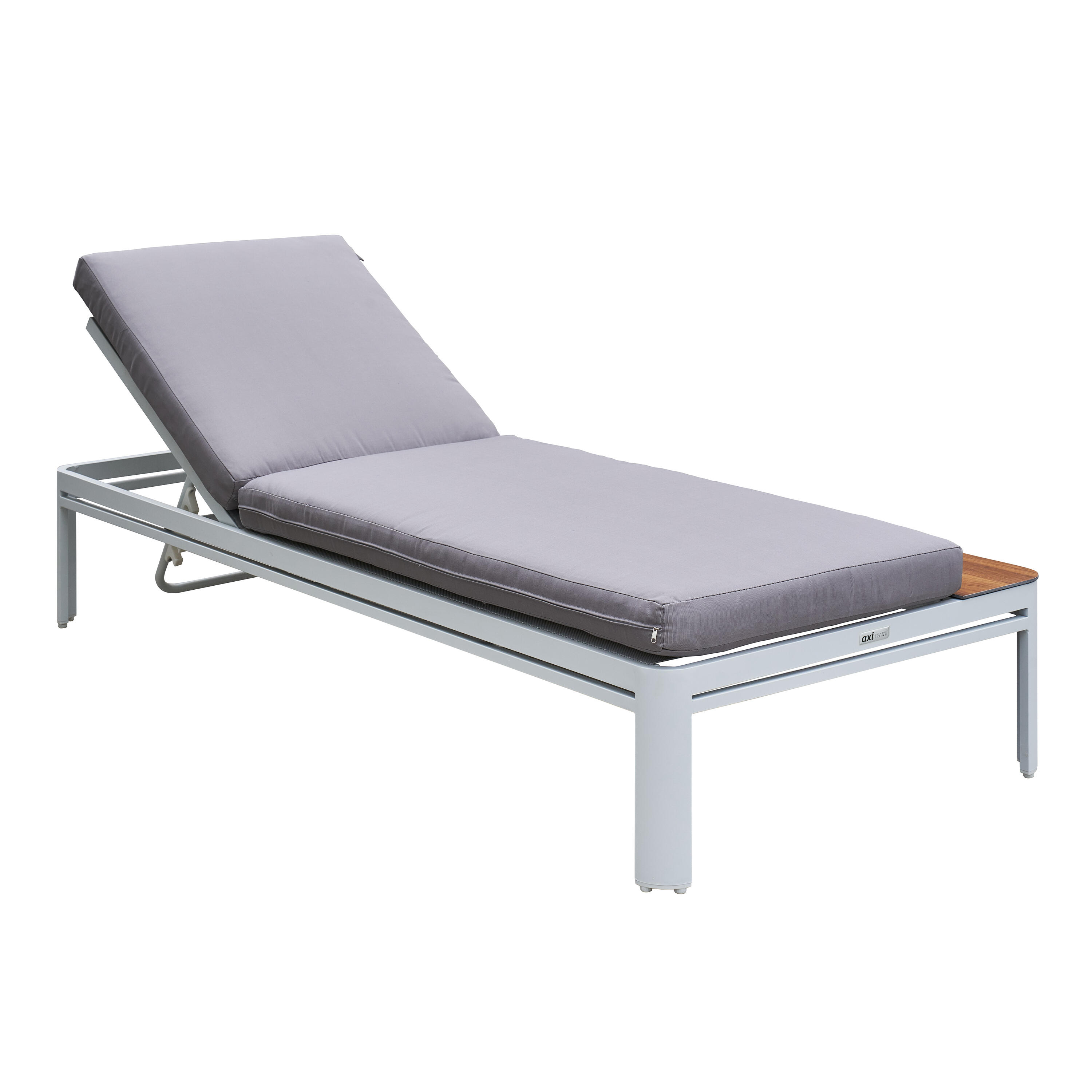 Chaise longue avec table en bois - 5 positions / Gris 2/7