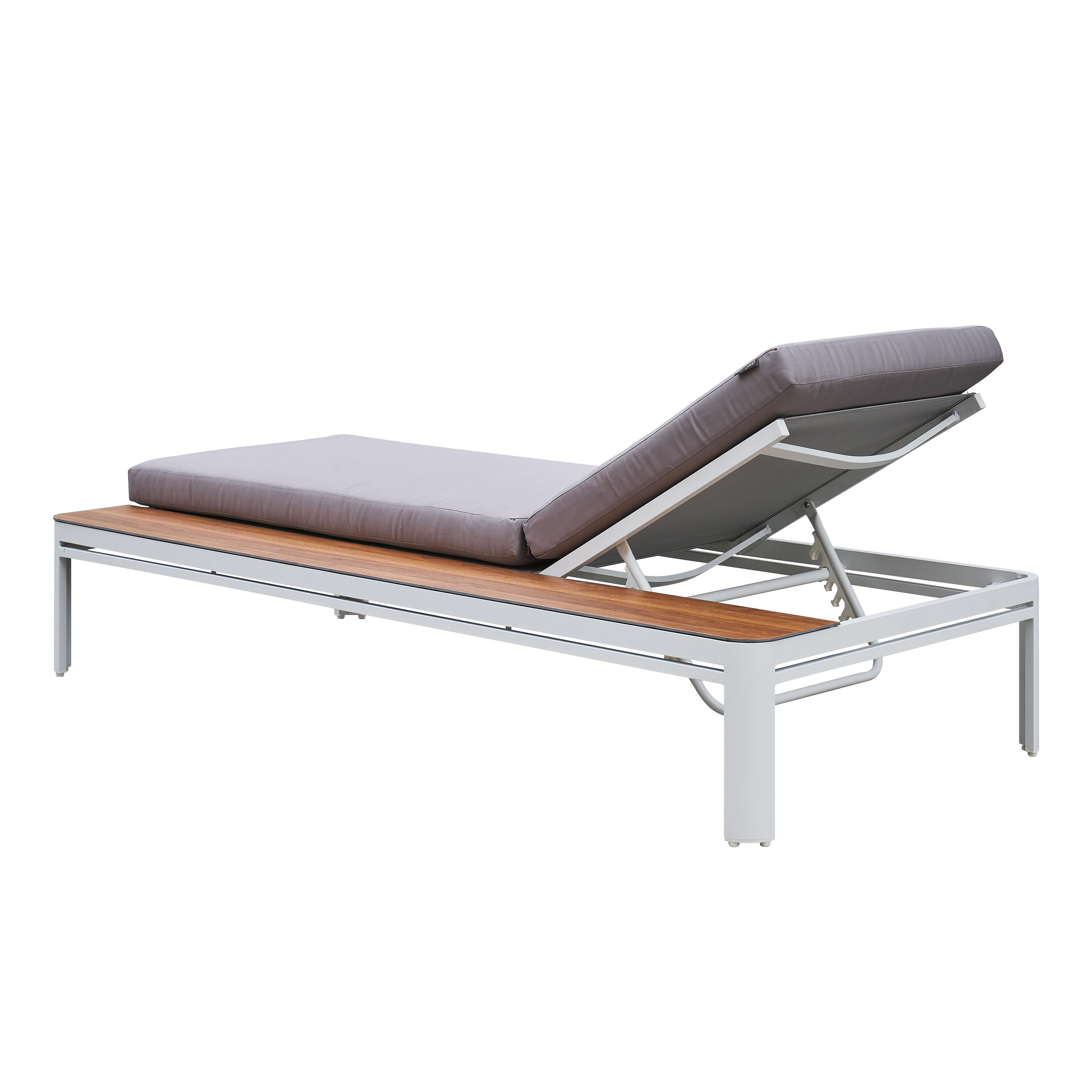 Chaise longue avec table en bois - 5 positions / Gris 5/7