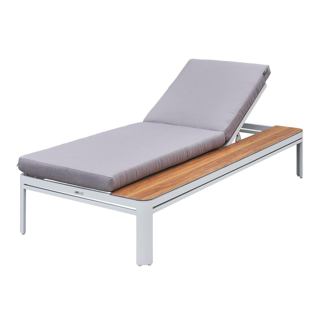 Sun Lounger with wooden table - 5 positions / Grey