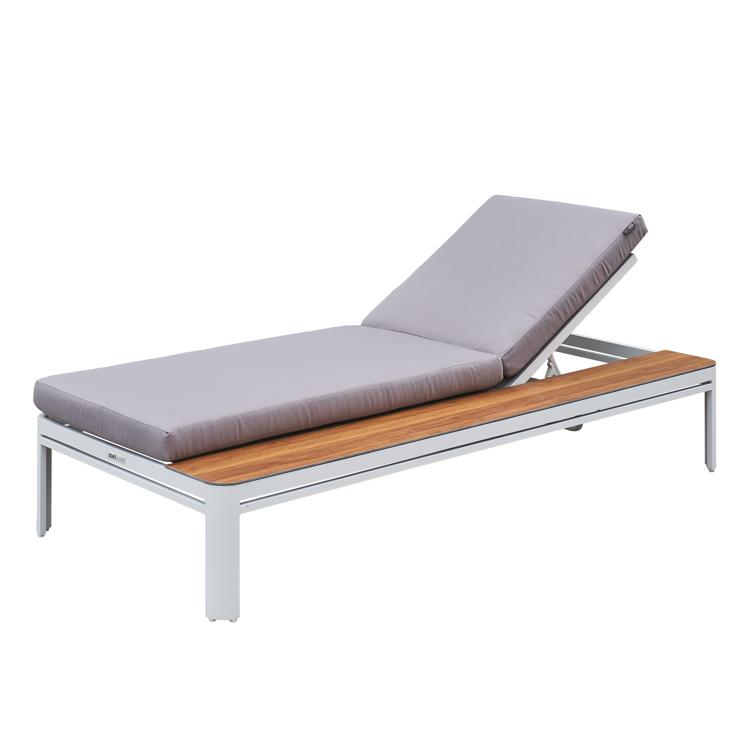 Chaise longue avec table en bois - 5 positions / Gris 4/7