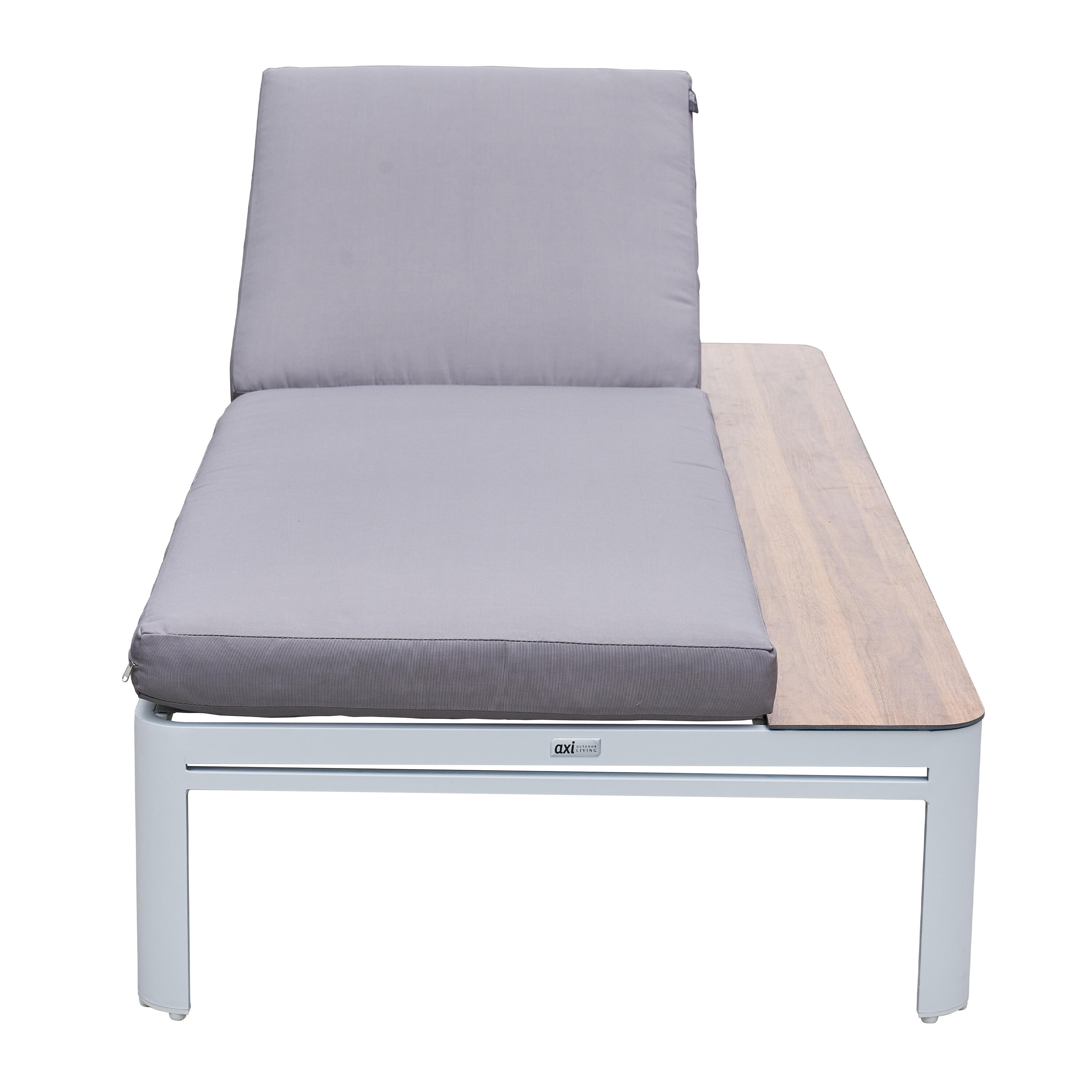 Chaise longue avec table en bois - 5 positions / Gris 6/7