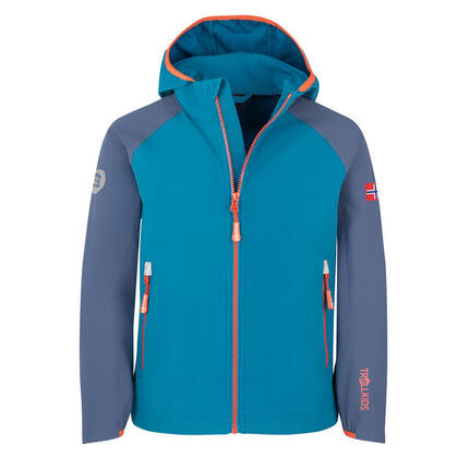 Kinder Softshelljacke Kvalvika Glühendes Blau/Trübes Gelb