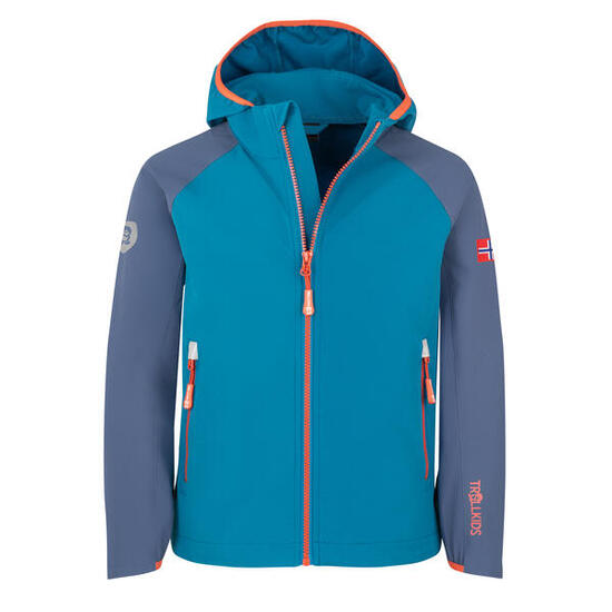 Kinder Softshelljacke Kvalvika Glühendes Blau/Trübes Gelb