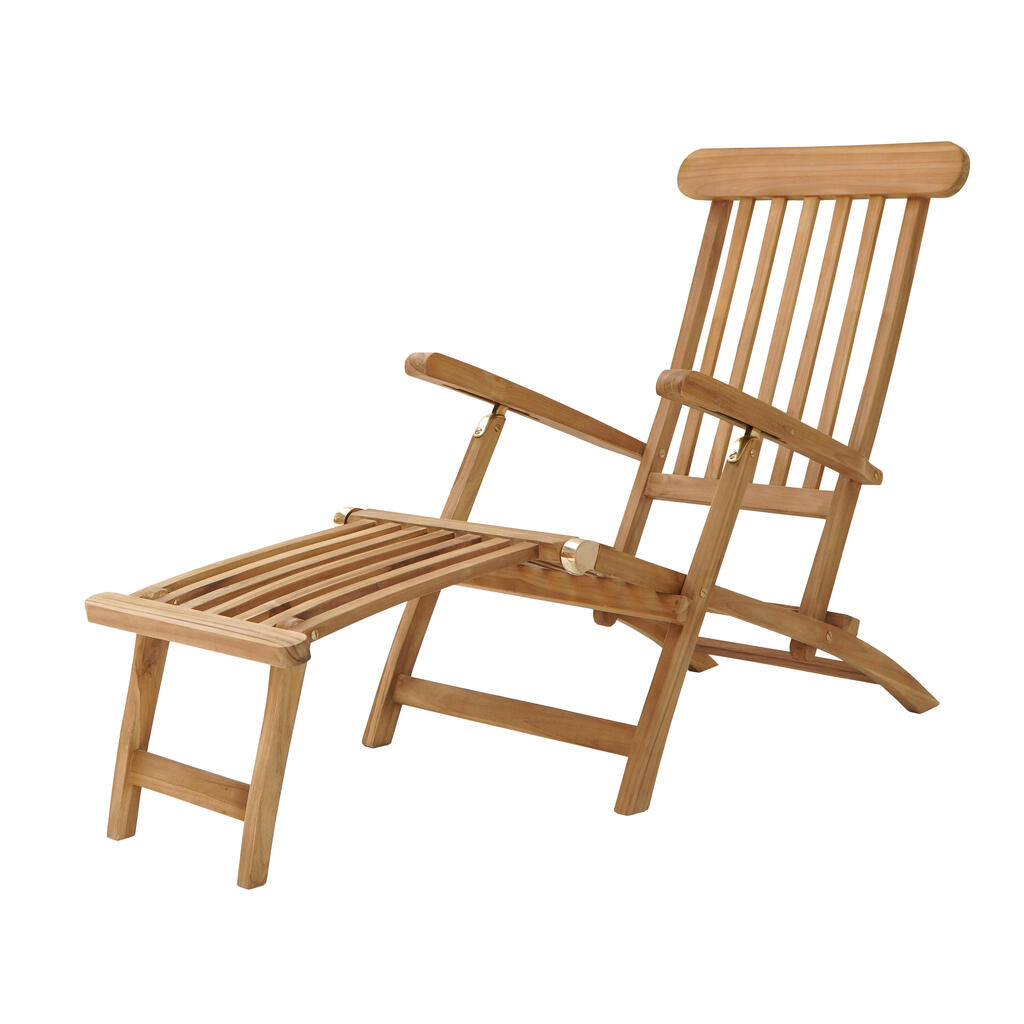 Sun Lounger - Teak Wood - 4-position adjustable