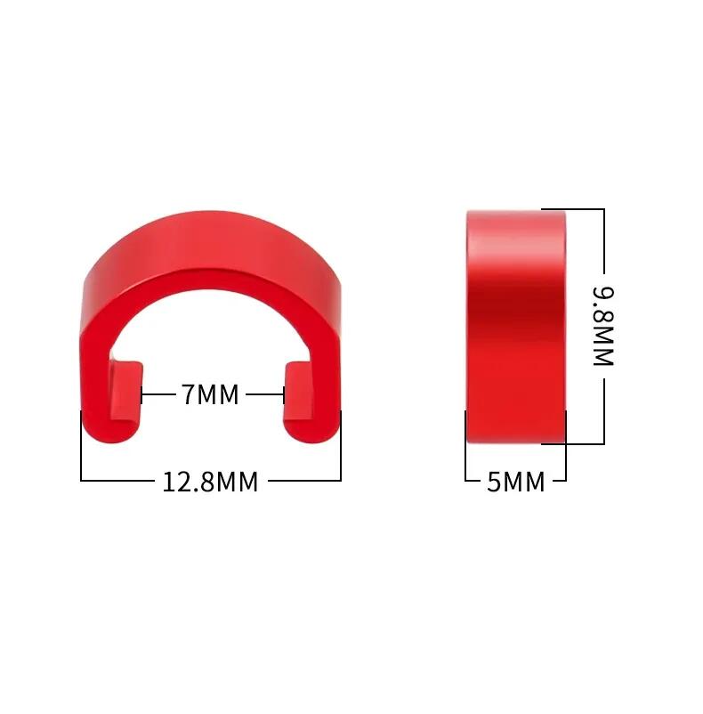 Lot 10 clips fixation gaines durites alu rouge 3/3