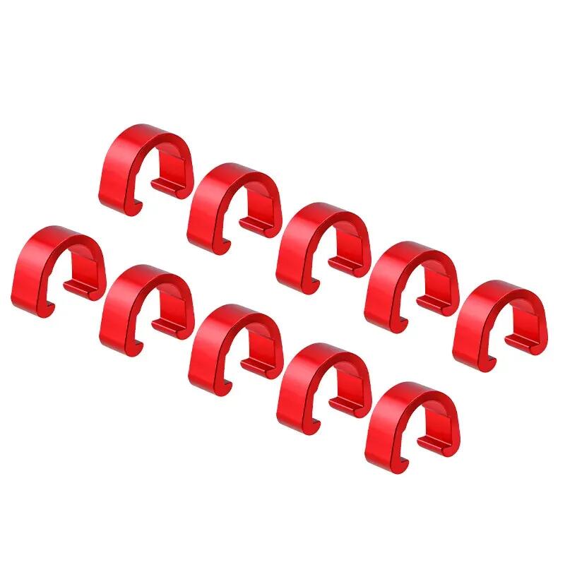 Lot 10 clips fixation gaines durites alu rouge 2/3