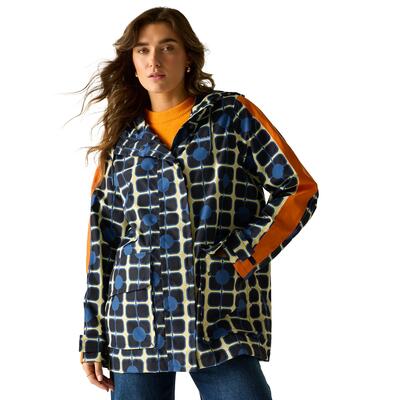 Dames orla kiely halflang waterdicht jasje (marine)