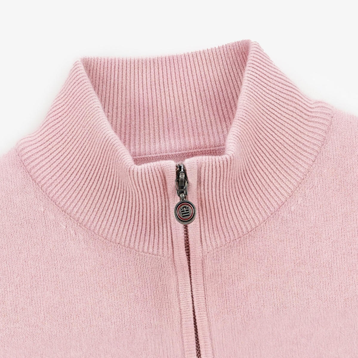 Jersey con cuello con cremallera de algodón y lana rosa Malo 3/4