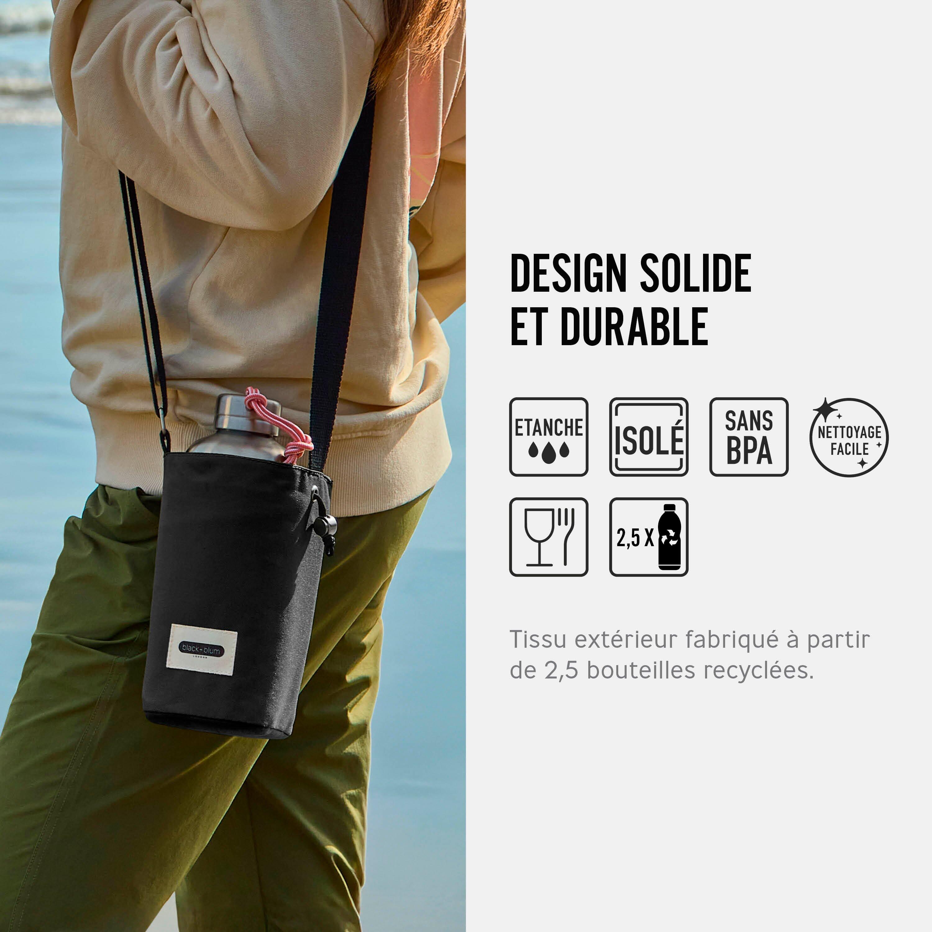 SAC À BOUTEILLE ISOTHERME-NOIR-AVEC POCHE SÉCURISÉ 3/4