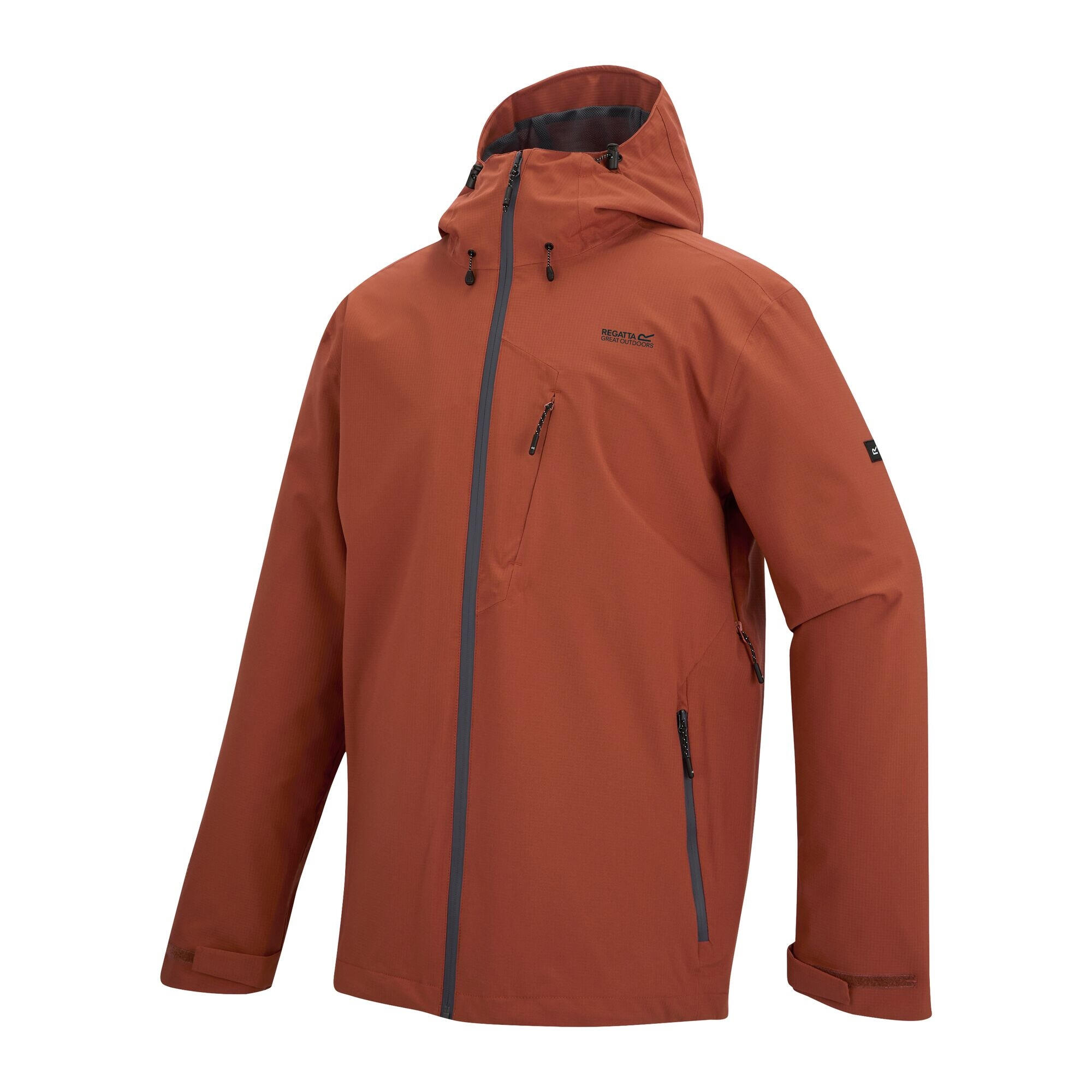 Veste Imperméable À Capuche OKLARNA Homme (Rouge Orange) 3/5