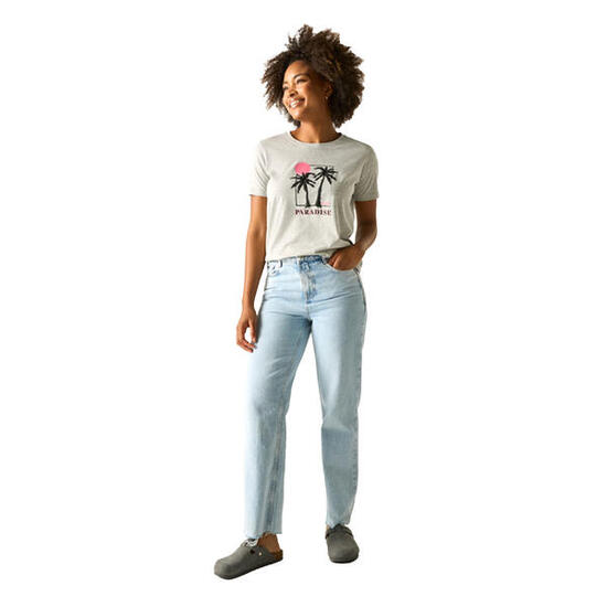 Tshirt Motif/style Palmier FILANDRA PARADISE Femme (Gris Chiné)