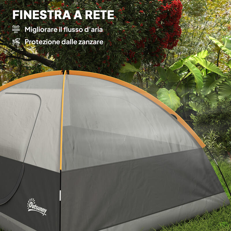 Cort de camping impermeabil Outsunny pentru 3 persoane, portocaliu