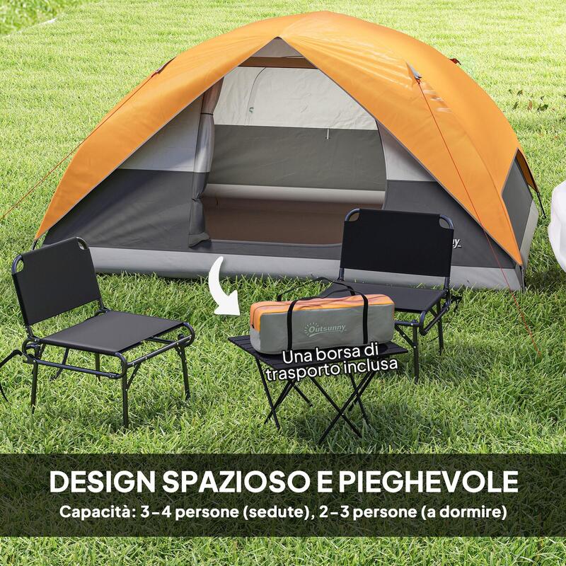Cort de camping impermeabil Outsunny pentru 3 persoane, portocaliu
