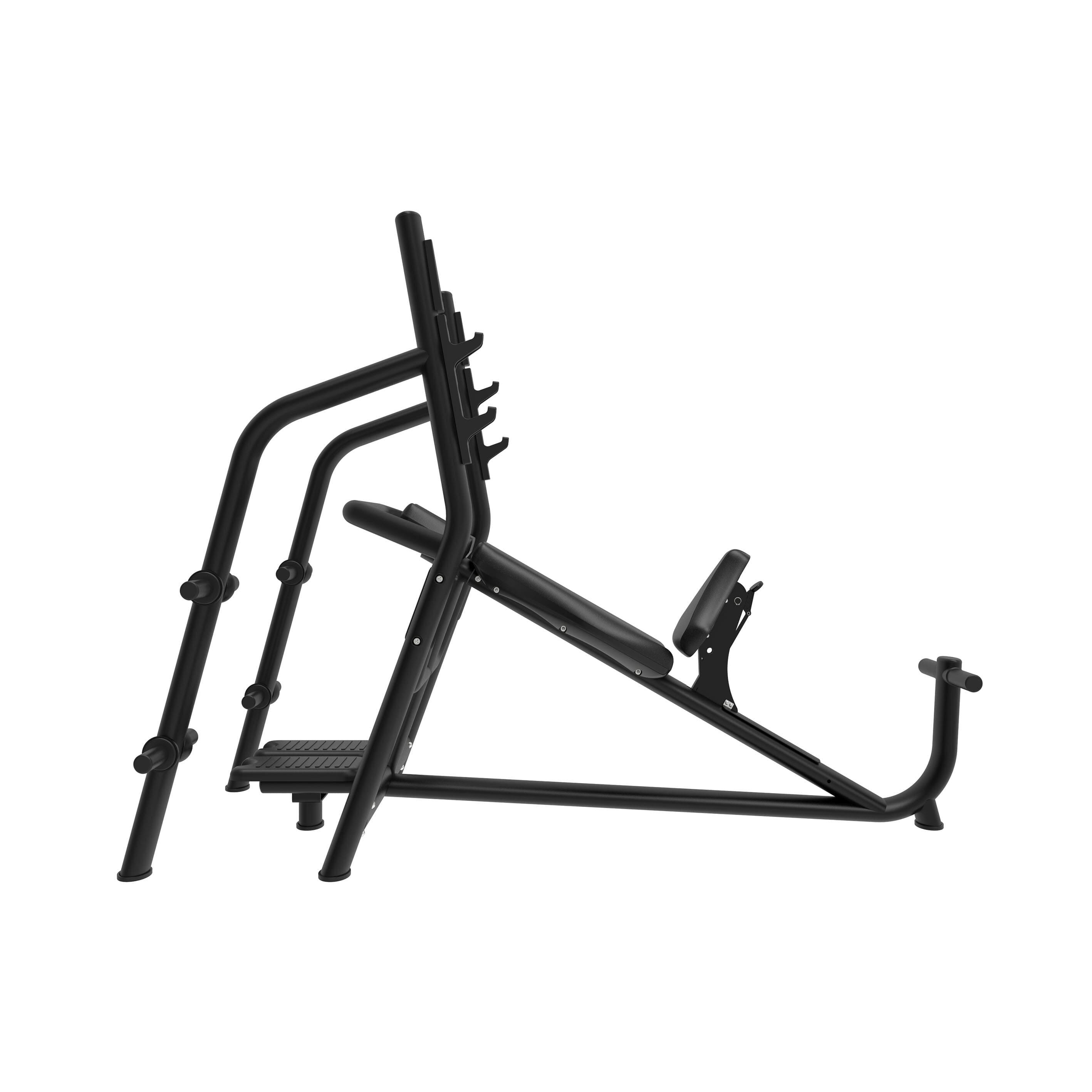 Banco Press de Banca Inclinado Fitness Tech con soporte y almacenaje para discos 1/4