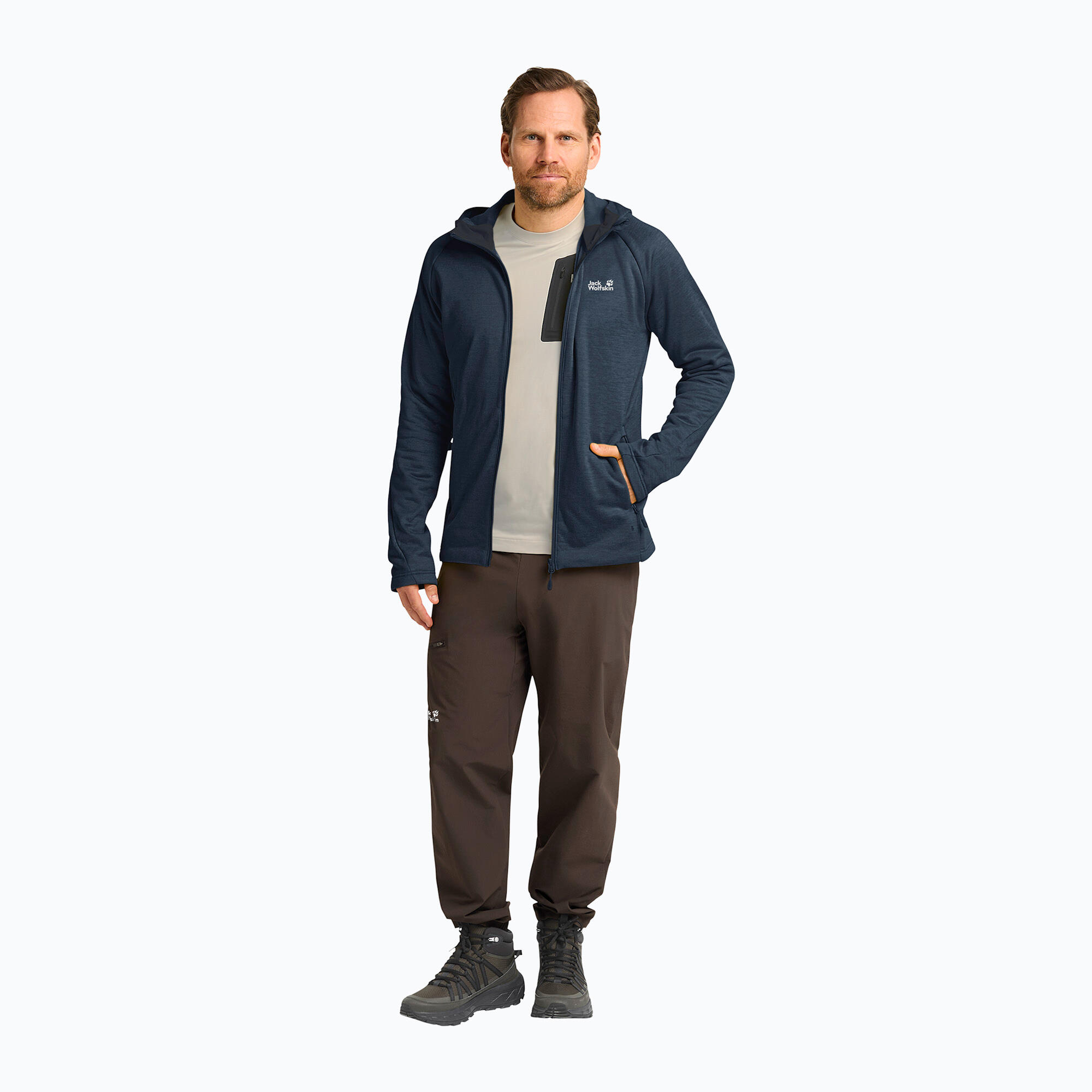 Veste de trekking homme Jack Wolfskin Peak District à capuche avec fermeture 2/7