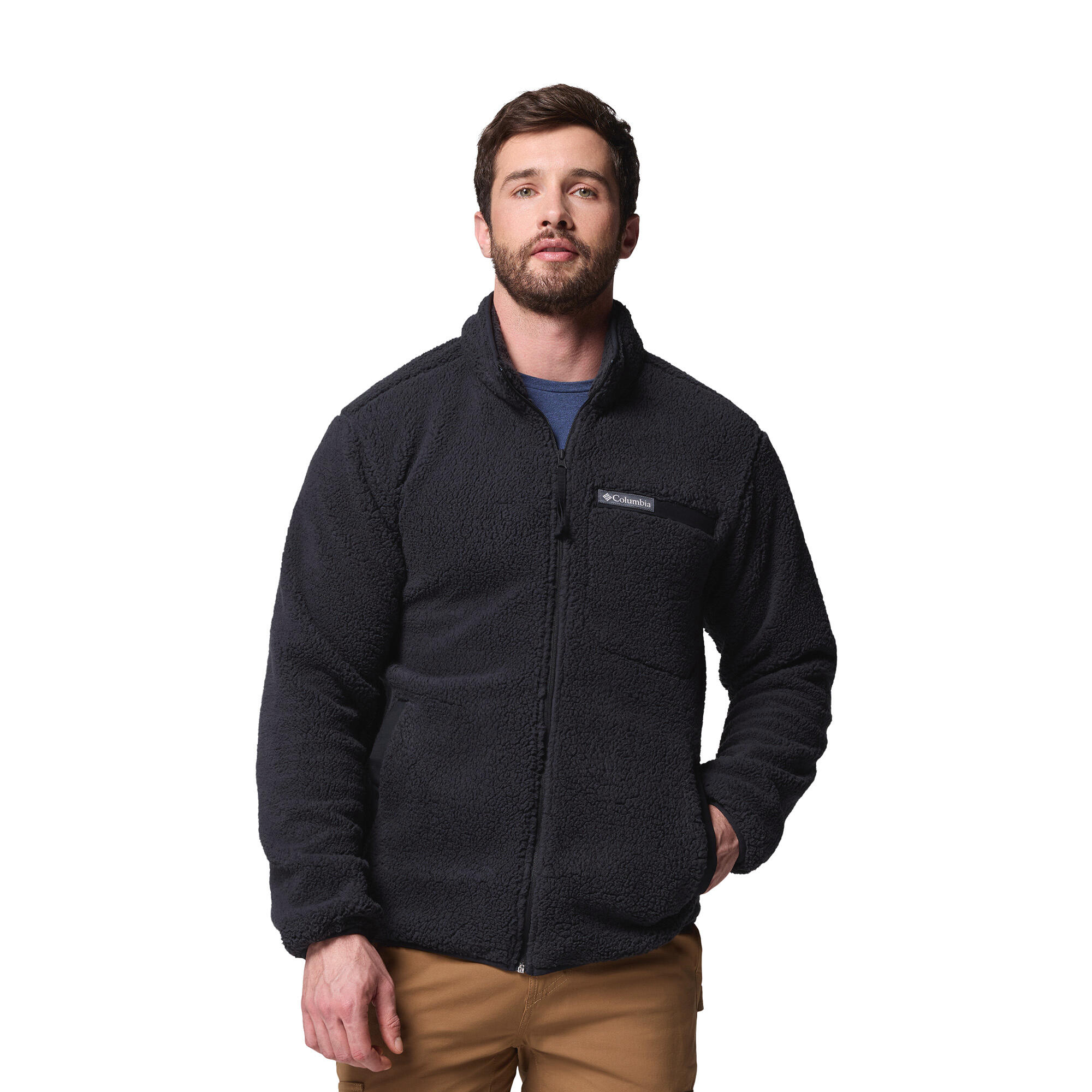 Casaco masculino Columbia Rugged Ridge High Pile com zíper completo 7/7