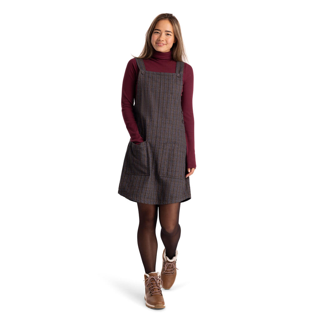 Womens Button Fastening Straps Pinafore Dress - Twirl