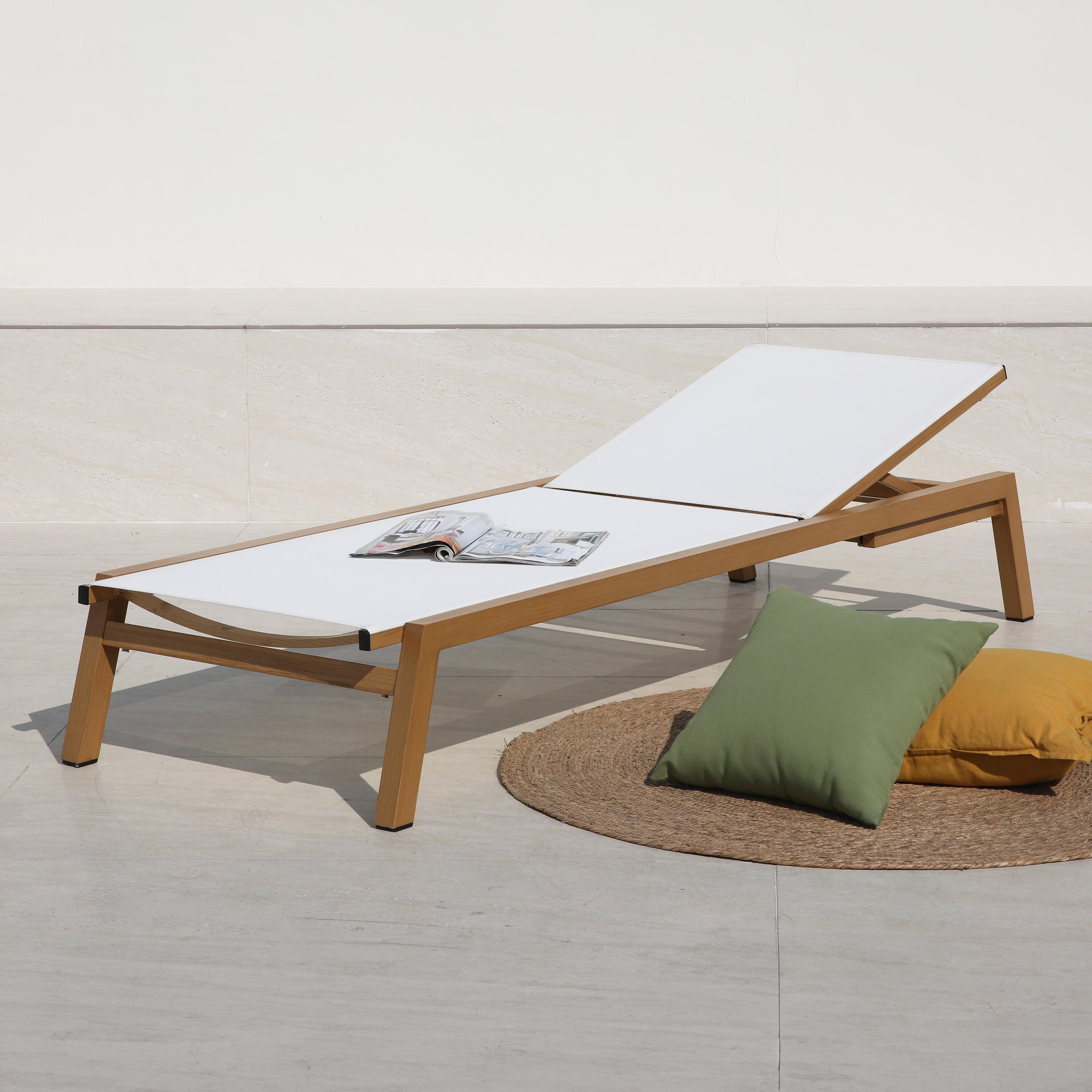 Chaise Longue Réglable en 5 positions - Beige 3/7