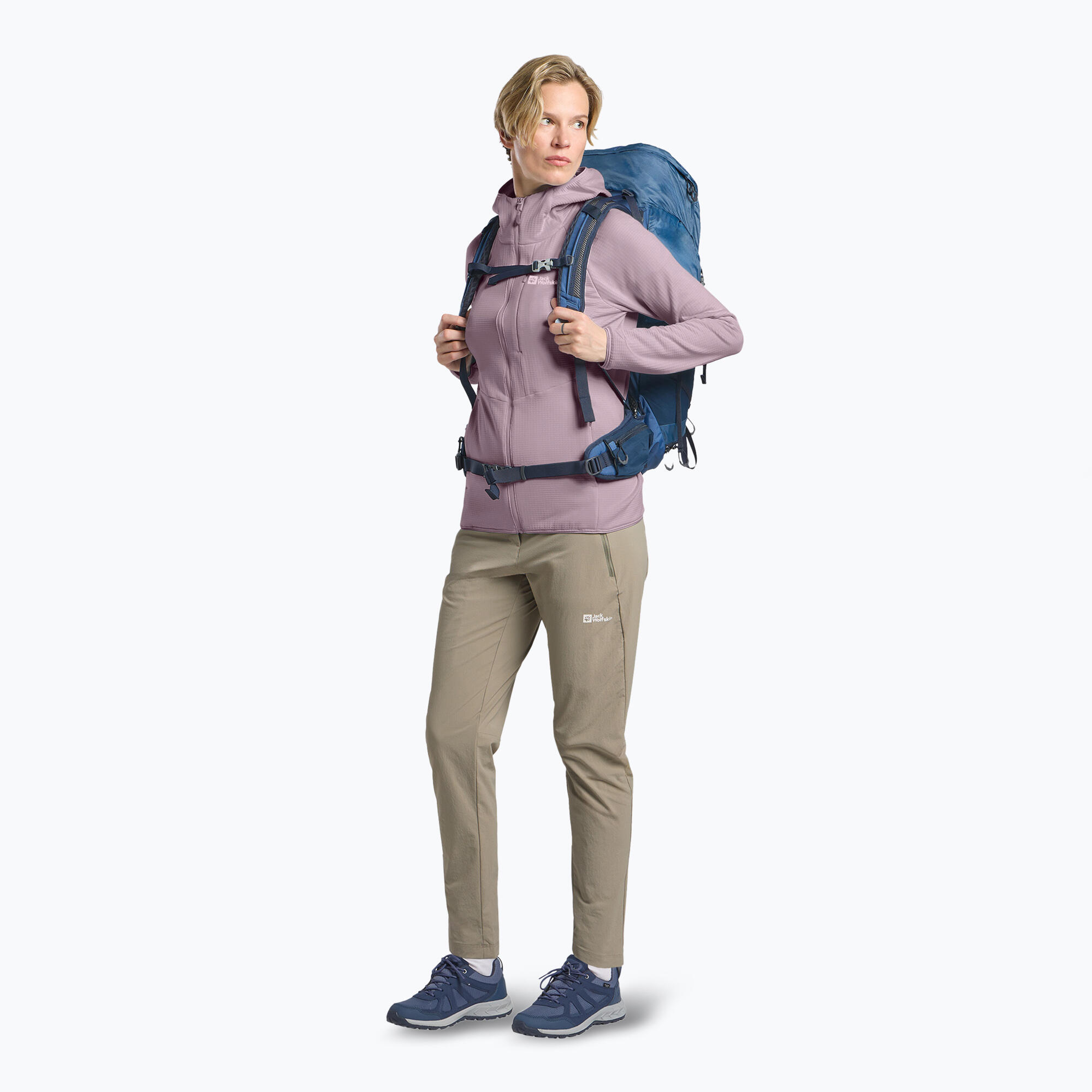 Casaco polar feminino Jack Wolfskin Kolbenberg com capuz e zíper completo 2/7