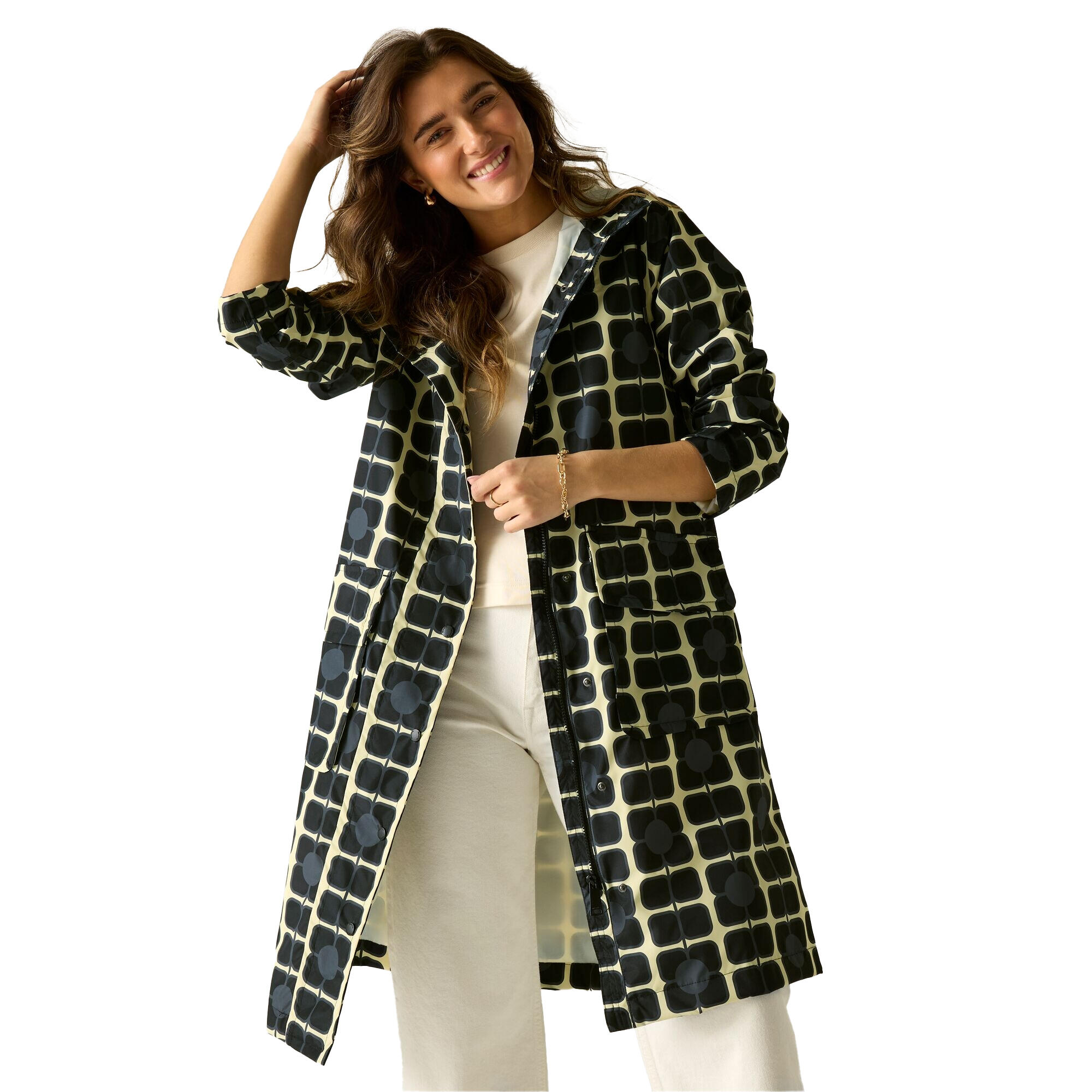 Chaqueta Impermeable Orla Kiely Diseño Amapola para Mujer Monocromático 4/5