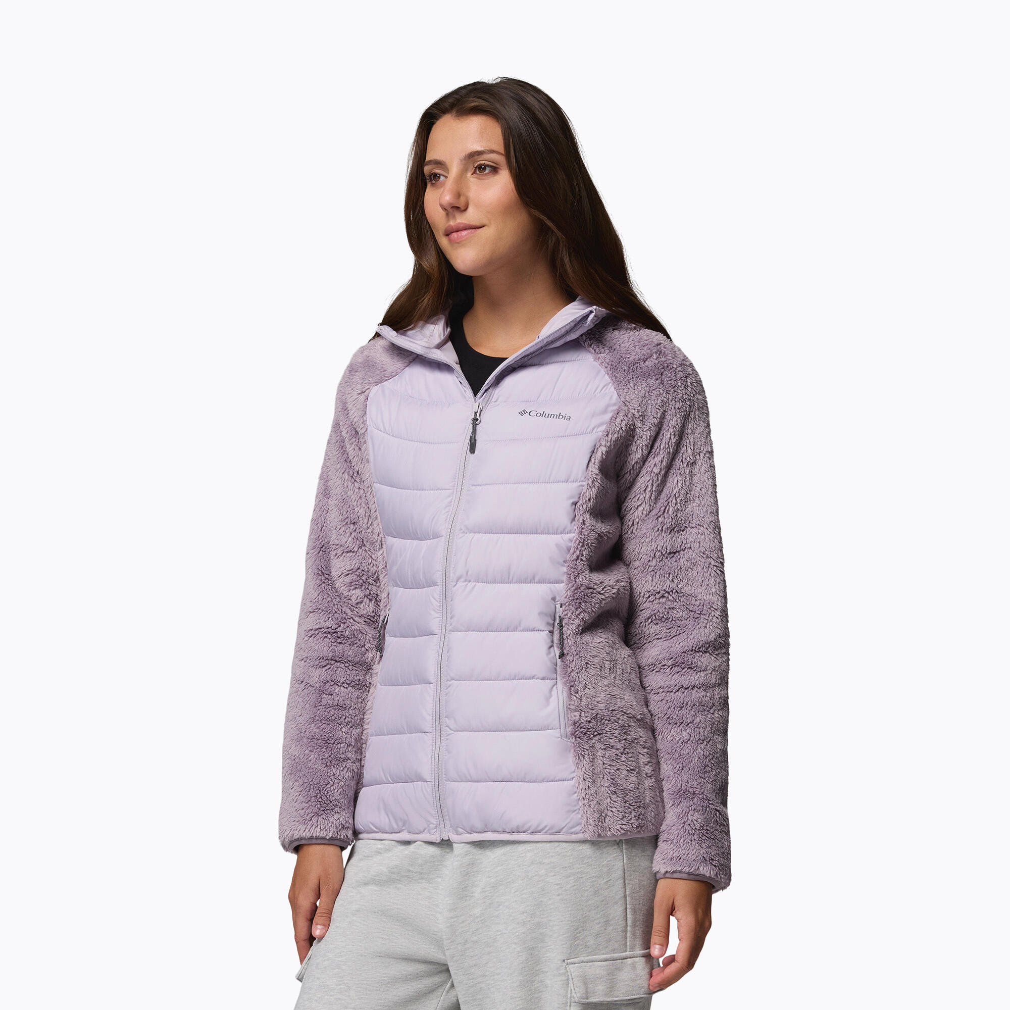 Casaco feminino acolchoado Columbia Powder Lite II Sherpa Hybrid 4/7
