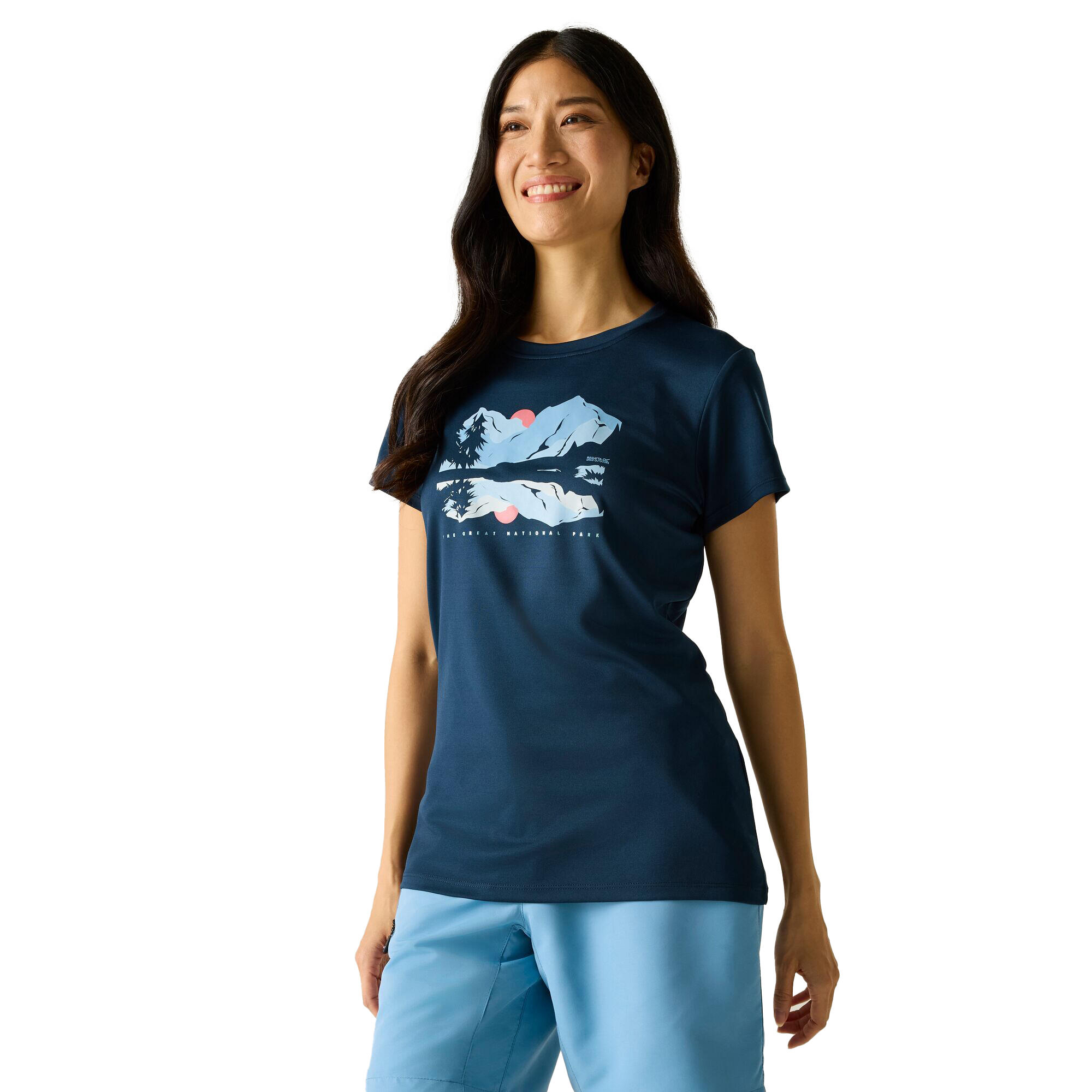 Tshirt Motif/style Scène De Montagne Femme (Bleu Marine Foncé) 4/5