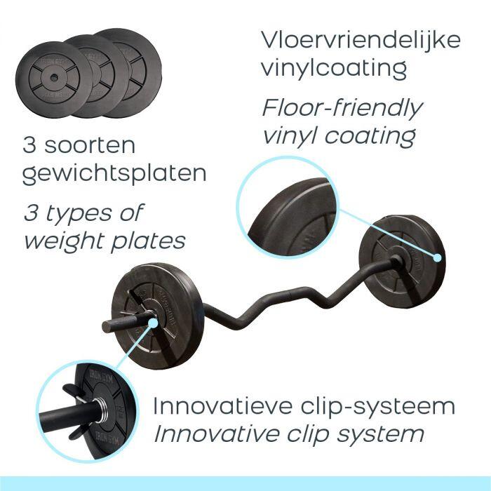 Verstelbare Curlstang Set - 23 kg 4/7