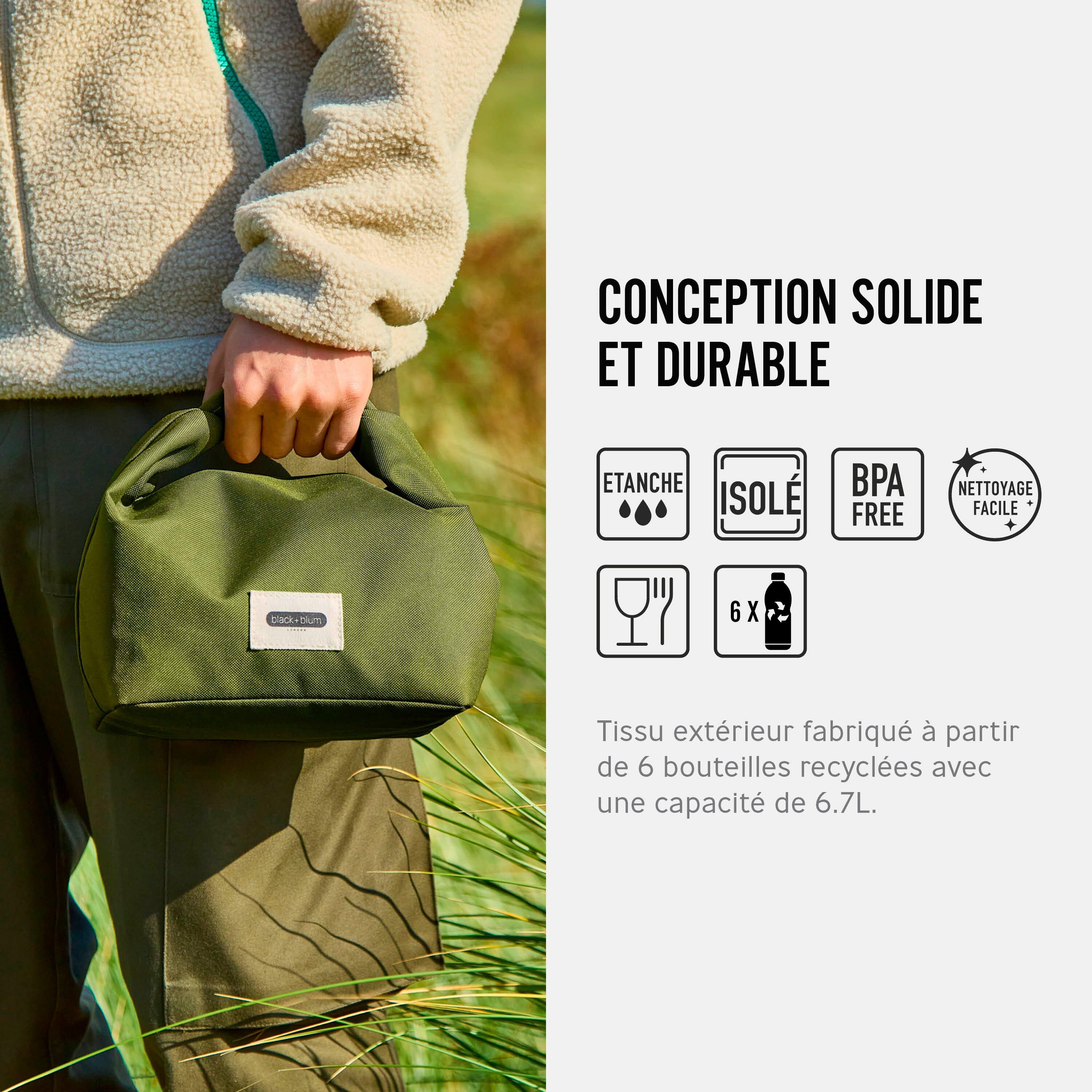 LUNCH BAG ISOTHERME- OLIVE-6,7L-ÉTANCHE-ECO-RESPONSIBLE 3/7