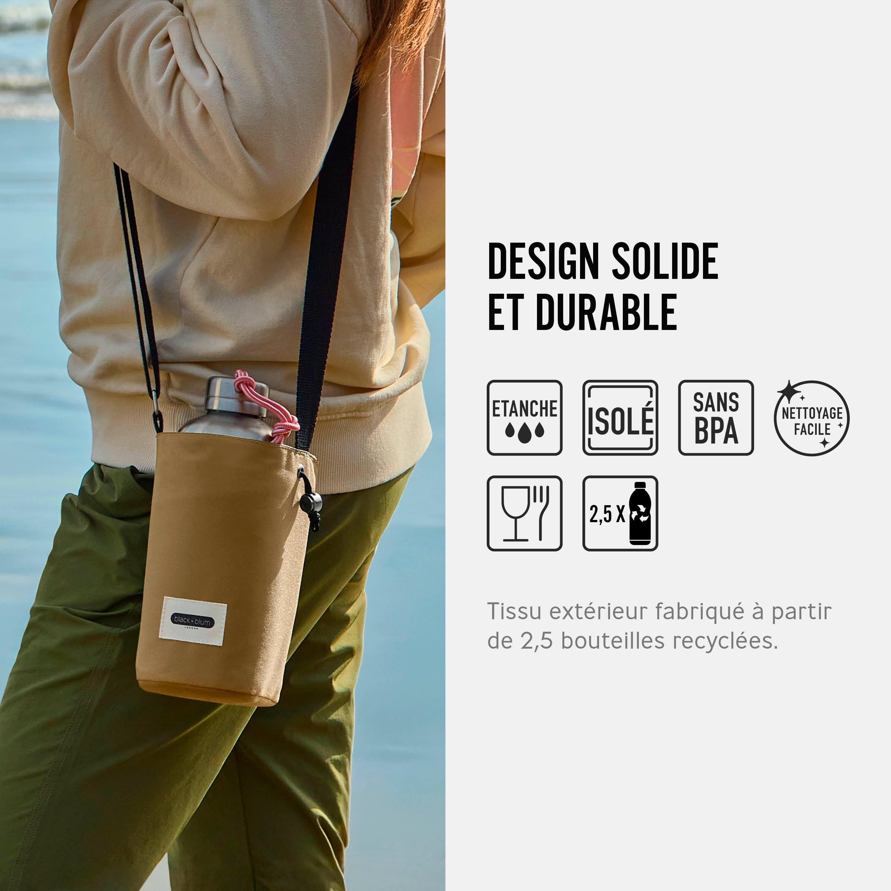 SAC À BOUTEILLE ISOTHERME-BEIGE-AVEC POCHE SÉCURISÉ 3/4