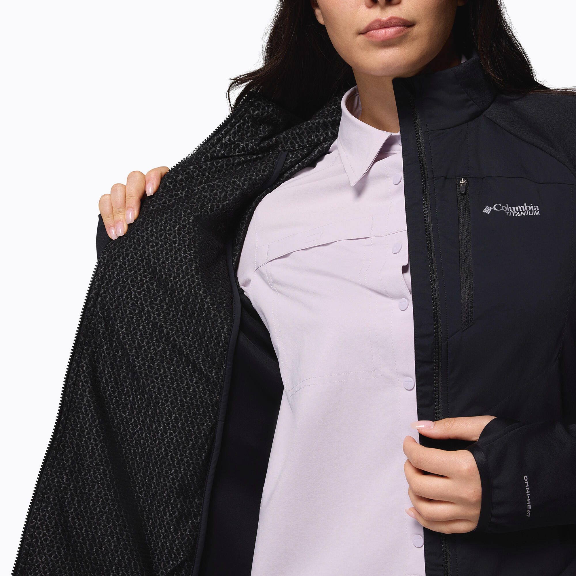 Casaco feminino Columbia Arctic Crest Hybrid com zíper completo 6/7